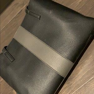 Black leather tote